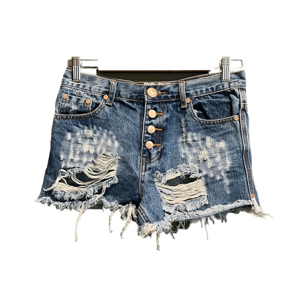 One by One Teaspoon Romeos Distressed Cutoff Women's Jean Shorts Size 27